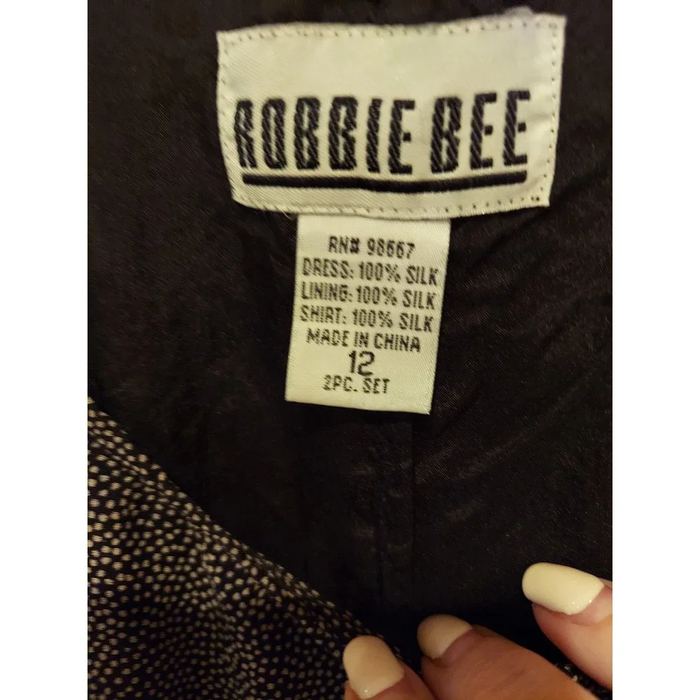 Robbie Bee Women Dress S-12 Y2K Retro Brown‎ Tan Silk Micro Dot Sleeveless Shift